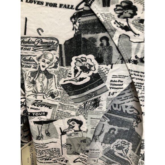 No Comment NY.LA Large Womens Long Sleeve Newspaper Print Cropped Turtleneck Top - Picture 7 of 8